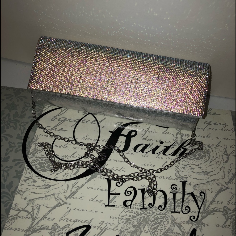 silver sparkly purse